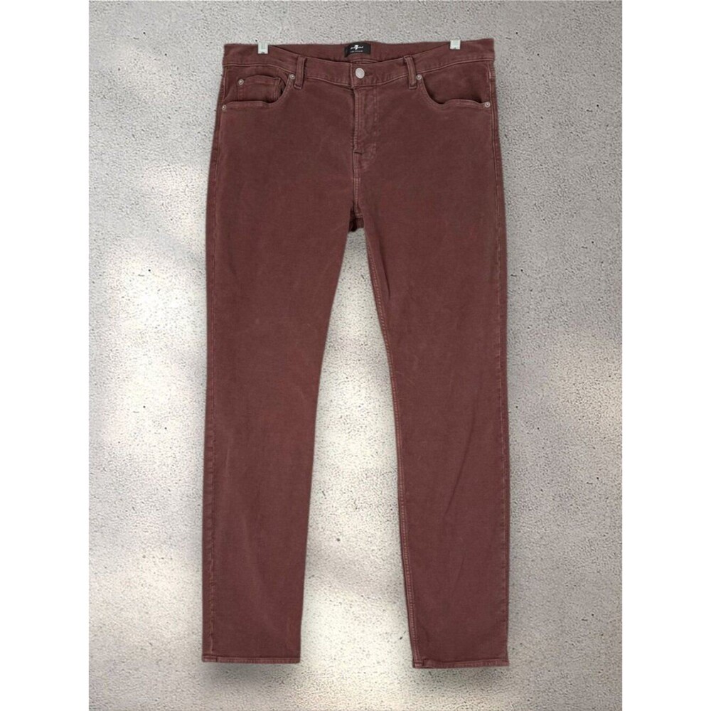 7 For All Mankind Slim Jeans Women’s 36 Maroon Red Stretch Folklore Indie Autumn